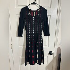 Winter dress Danny & Nicole Black Dress with Red and White Accents